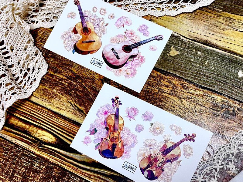 (special paper 8pcs all pack) string instrument 2 types - สติกเกอร์ - กระดาษ หลากหลายสี