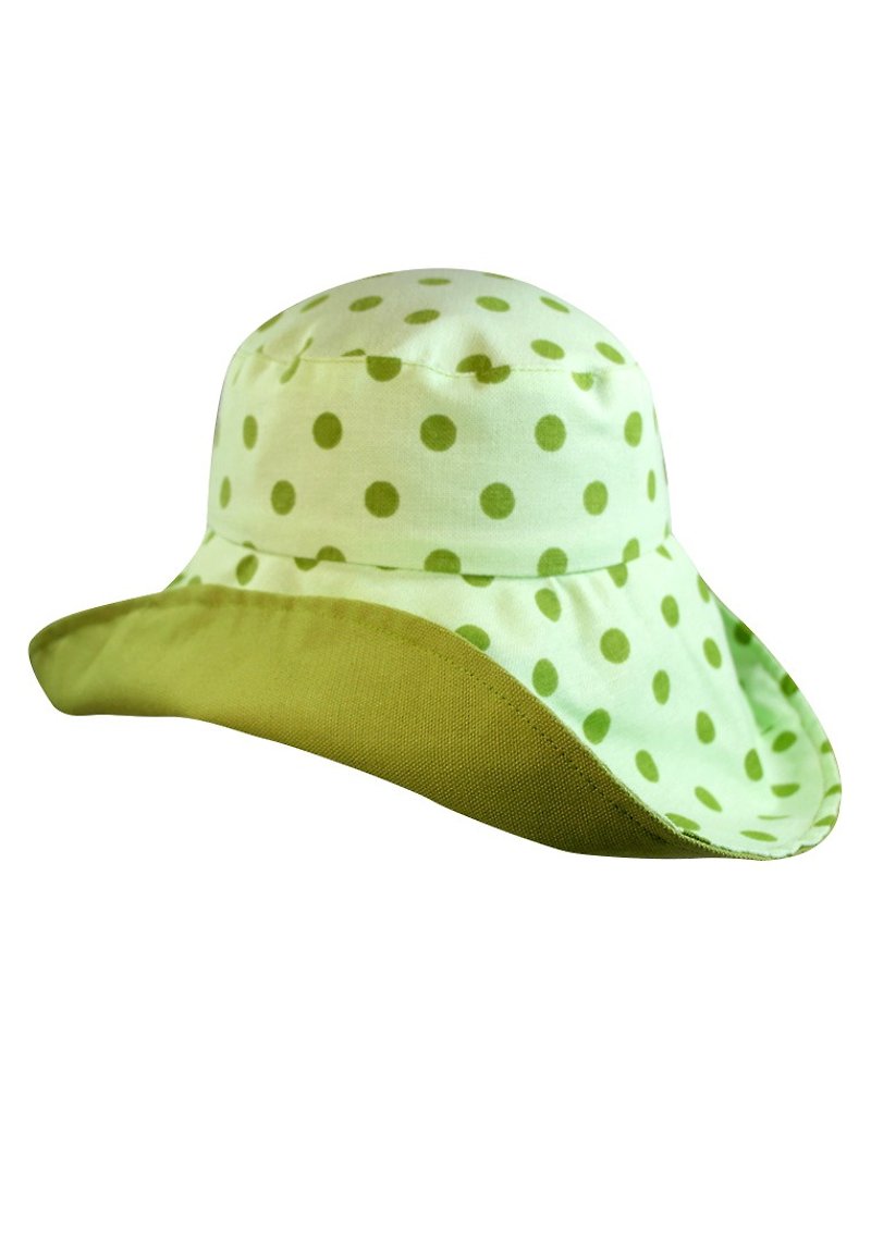 ATIPA หมวกปีกกว้างลายจุดสุดน่ารัก พับเก็บได้ ป้องกันแดด UV - หมวก - เส้นใยสังเคราะห์ สีเขียว
