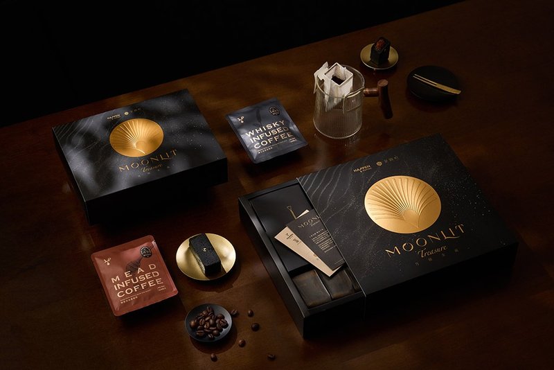 [Yueyao Jinzang] Mid-Autumn Festival Co-branded Gift Box | Wine-stained Coffee-Elegant Style-Small - กาแฟ - อาหารสด สีดำ