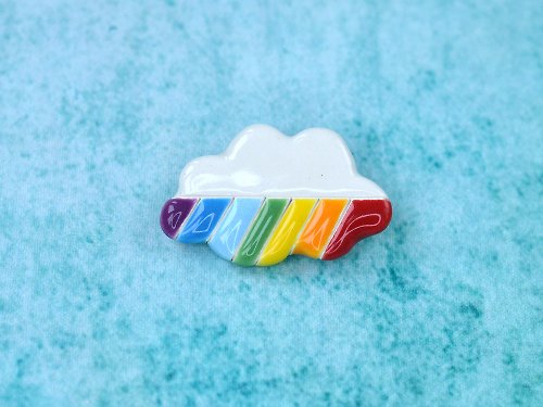 Chudibeads Rainbow cloud pin brooch