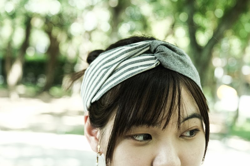 Cross hairband [grey/gray straight grain] - Hair Accessories - Cotton & Hemp Yellow