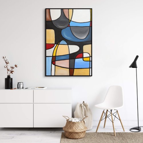 特大の抽象的なカラフルなキャンバス絵画ミニマリストアート現代