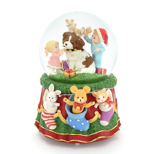 JARLL 讚爾藝術 小動物的聖誕派對 水晶球音樂盒 生日情人節聖誕交換禮物燈光療癒