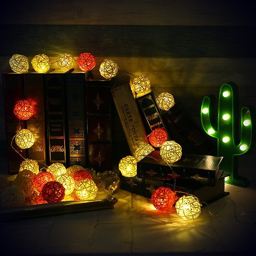 iINDOORS英倫家居 創意燈飾 籐球燈串 電池款 燦爛陽光 長度2M LED氣氛燈 聖誕節
