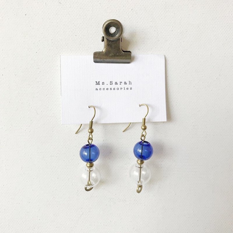 Glass Bronze earrings_perspective oriental (can be changed) - ต่างหู - แก้ว สีส้ม