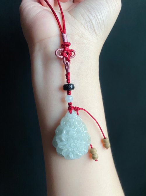 樂藏｜輕珠寶｜手作能量 天然緬甸玉翡翠 富貴 有錢花 禮物 包掛 車掛 長輩禮 設計
