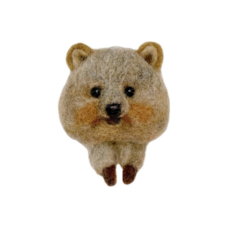 Needlefelt Quokka Brooch / Handmade / Limited Quantity - Keychains - Wool Khaki