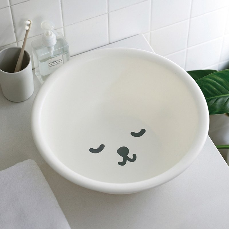 日本霜山 瞌睡白熊圓形臉盆/水盆(直徑33cm)-3入 - 衛浴用品/浴室收納 - 塑膠 白色