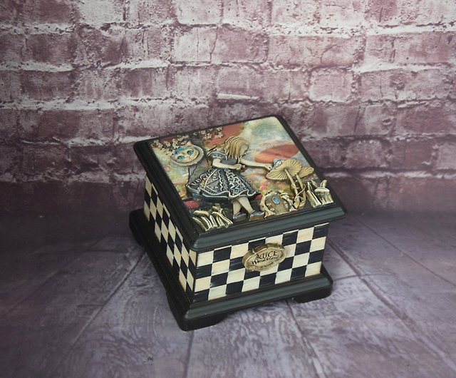 Alice in Wonderland Gifts, Decoupage Jewelry Box, Birthday Present