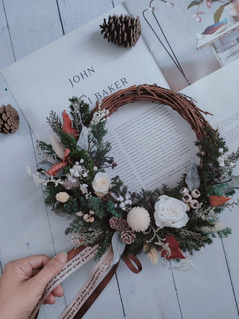 Taipei Handmade Course [One person per class] Christmas Course Everlasting Rose Wreath - Plants & Floral Arrangement - Plants & Flowers 