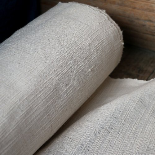 倚山人 純棉手織土布粗布 竹節順織 本色白色藍染底布茶席DIY布 寬幅45cm