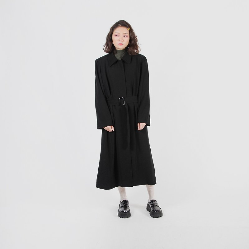 [Egg plant ancient] Raven night long version loose old windbreaker - Women's Blazers & Trench Coats - Polyester Black