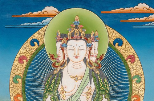 チベットタンカ チベット仏教の観音菩薩タンカ絵画 - ショップ Boudha Stupa