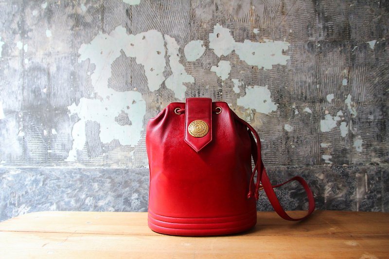 袅袅 Department Store-Vintage YSL Red Tube Beam Side Backpack Shoulder Backpack Retro - Other - Genuine Leather 