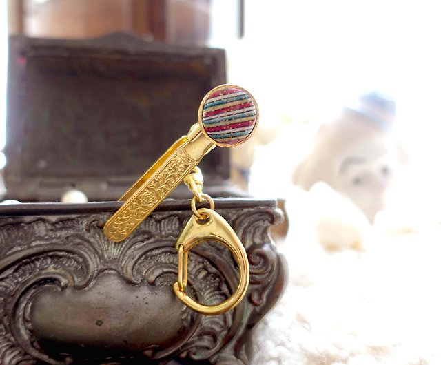 Gold painted beads bag inner bag clip lock key chain key ring Japanese  high-end second-hand vintage jewelry - Shop Mr.Travel Genius Antique shop  Keychains - Pinkoi
