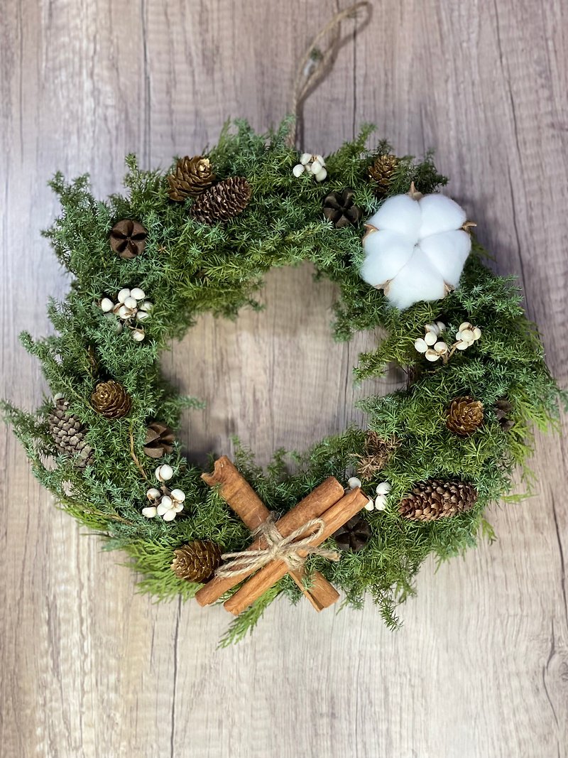 No mess Christmas wreath minimalist style - ช่อดอกไม้แห้ง - พืช/ดอกไม้ สีนำ้ตาล