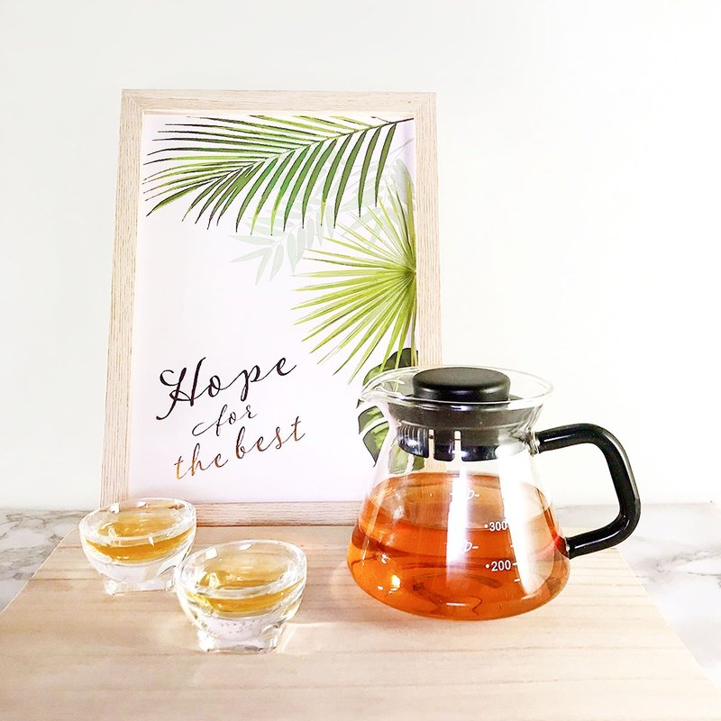 台灣純手工吹製 日詮刻度玻璃壺 透明把手360ml - 茶壺/茶杯/茶具 - 玻璃 黑色