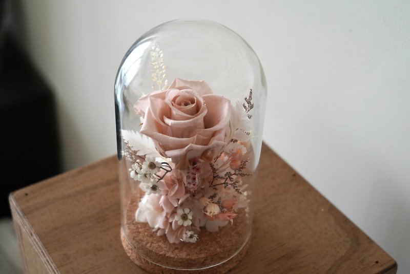 Eternal Flower Glass Bell Jar Clock Pink Valentine's Day Birthday Chinese Valentine's Day Festival Gift Home Decoration - Dried Flowers & Bouquets - Plants & Flowers Pink