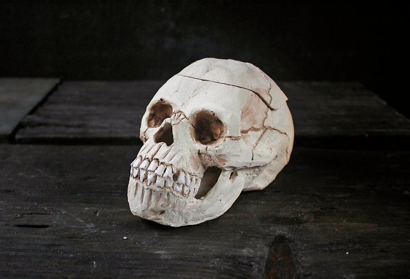 Skull pottery box (height 9.1cm storage box diffuser cover) - Storage - Pottery 