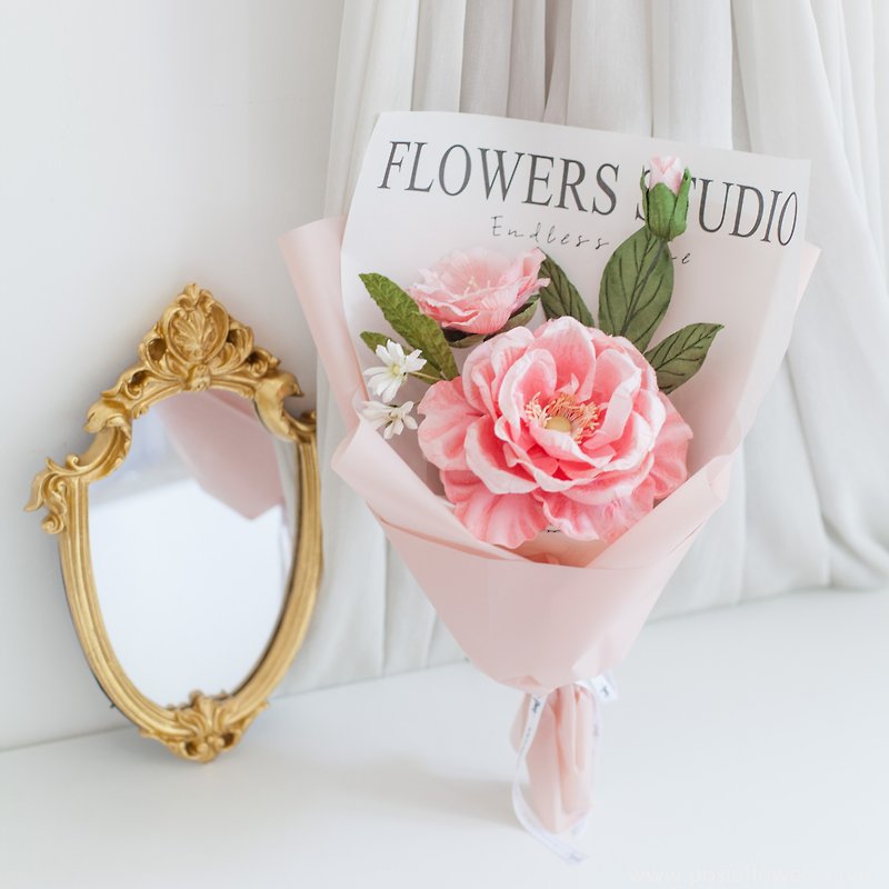 Paper Single Pink Caroline Rose  mini Bouquet | Aroma Handmade Gift - Fragrances - Paper Pink