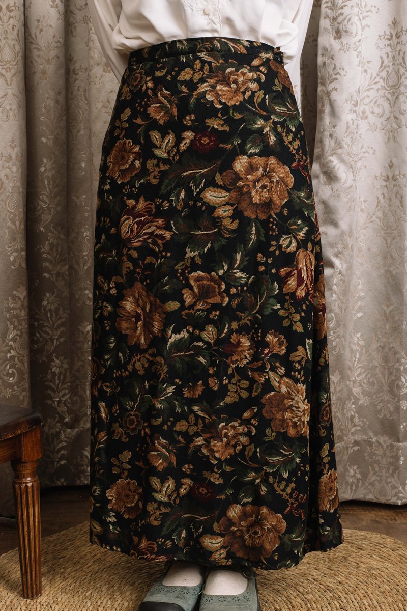 美製 半身裙.Vintage【初戀販賣所】長裙.花裙.C084 - 裙子/長裙 - 其他人造纖維 