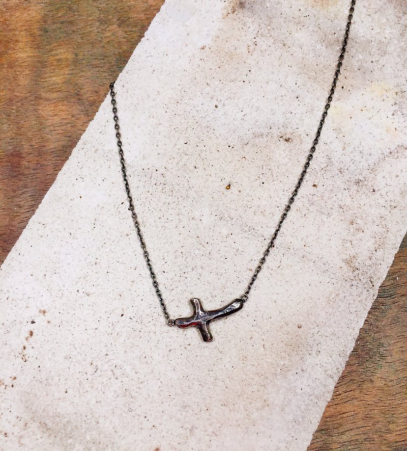 Cross short chain 925 silver - Necklaces - Other Metals Silver