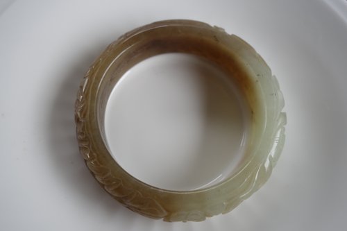 山奇藝術 天然新疆和闐玉糖料 手鐲 重量64.8克 內徑55.5mm 和田玉 和闐玉