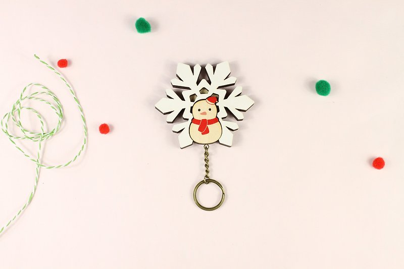 Key House Snowman <X'mas Customizable Keyring Decoration Gift> - Items for Display - Wood White