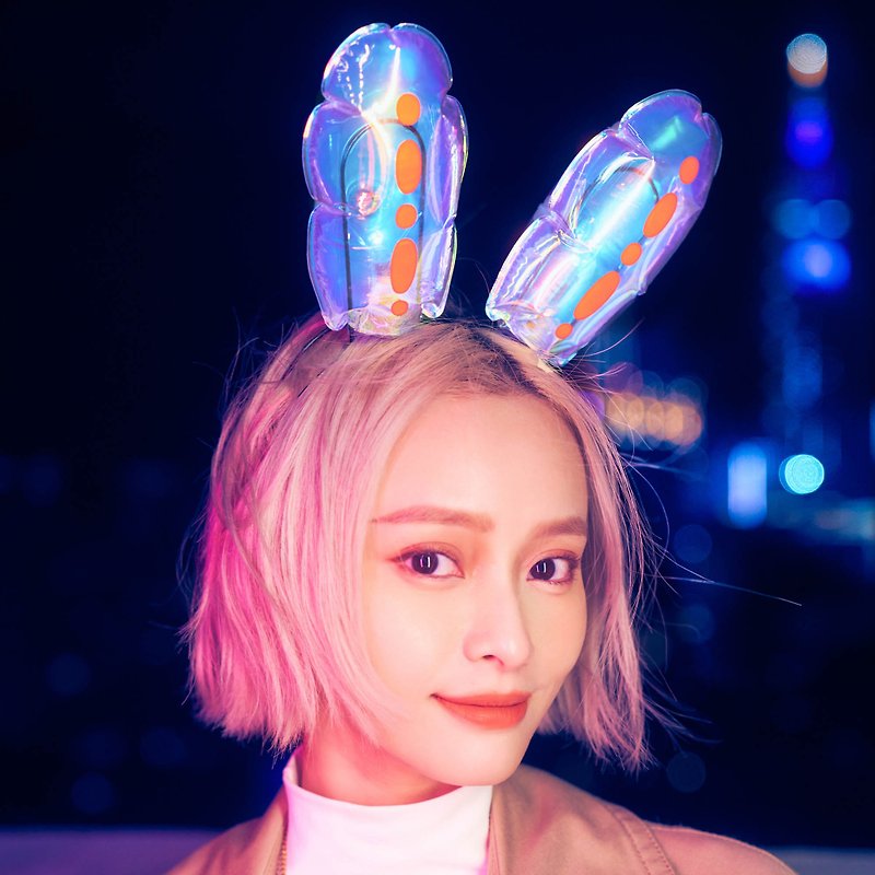 台灣燈會兔耳燈  未來炫彩款 - 髮飾 - 其他材質 