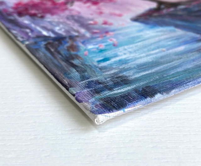 桜の絵画 オリジナル油絵 山の風景 川の絵画 桜 - ショップ 桜の絵画 オリジナル油絵 山の風景 川の絵画 桜 - ショップ