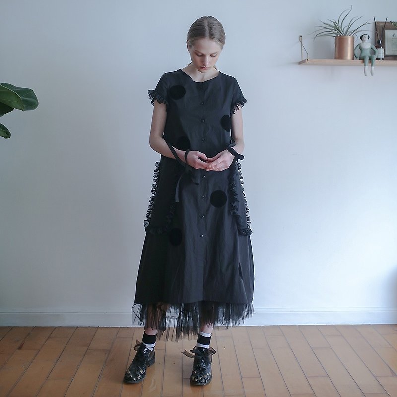 Little black lace dress dress - imakokoni - ชุดเดรส - ผ้าฝ้าย/ผ้าลินิน สีดำ