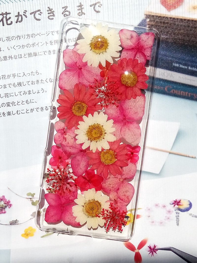 Pressed flowers phone case, , Sony Xperia X A, Blooming (on sale) - Phone Cases - Acrylic Red