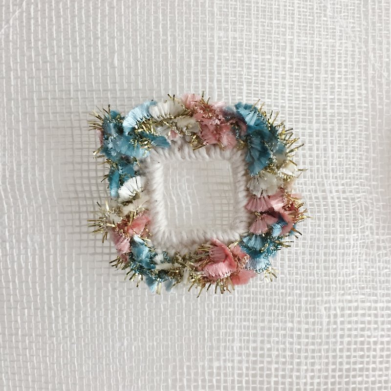 Crochet  |  Rectangle - Brooches - Cotton & Hemp Blue