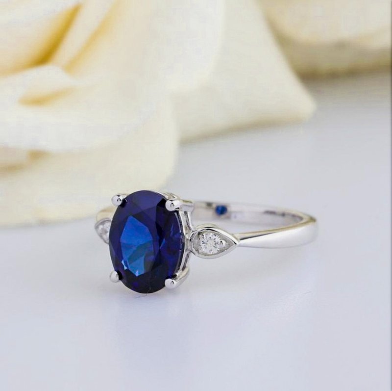Blue Sapphire Ring | Silver Sapphire Ring | Engagement Ring | Promise Ring - 戒指 - 純銀 藍色