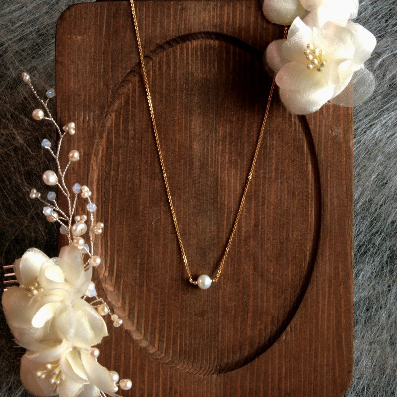 Simple Light Jewelry Pearl Necklace Clavicle Chain Custom Length ~ You Are The Only One - สร้อยคอ - ไข่มุก ขาว