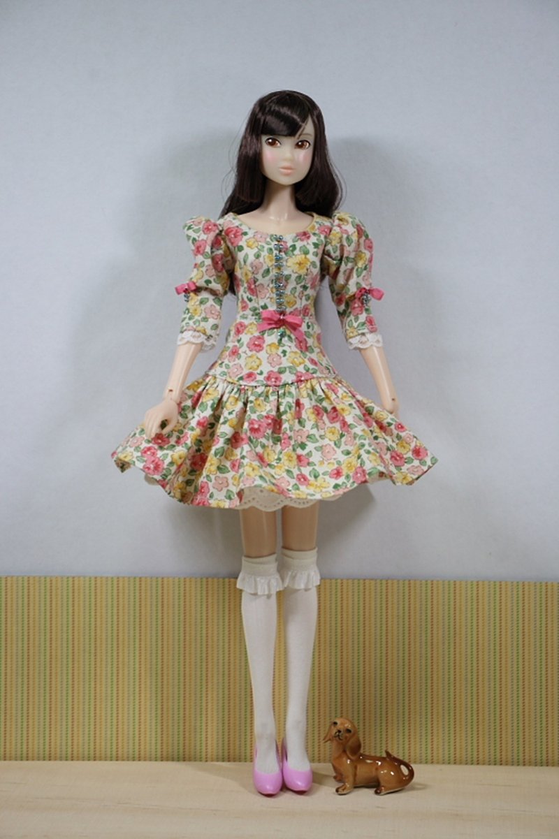 Elegant Mini Dress for Momoko Doll - Other - Cotton & Hemp Multicolor