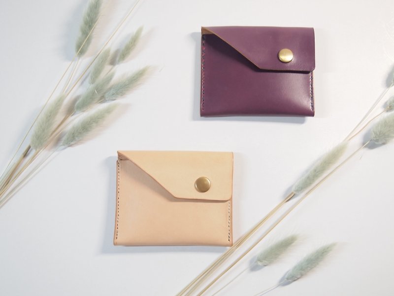Leather business card holder simple personality purple character - Card Holders & Cases - Genuine Leather Purple