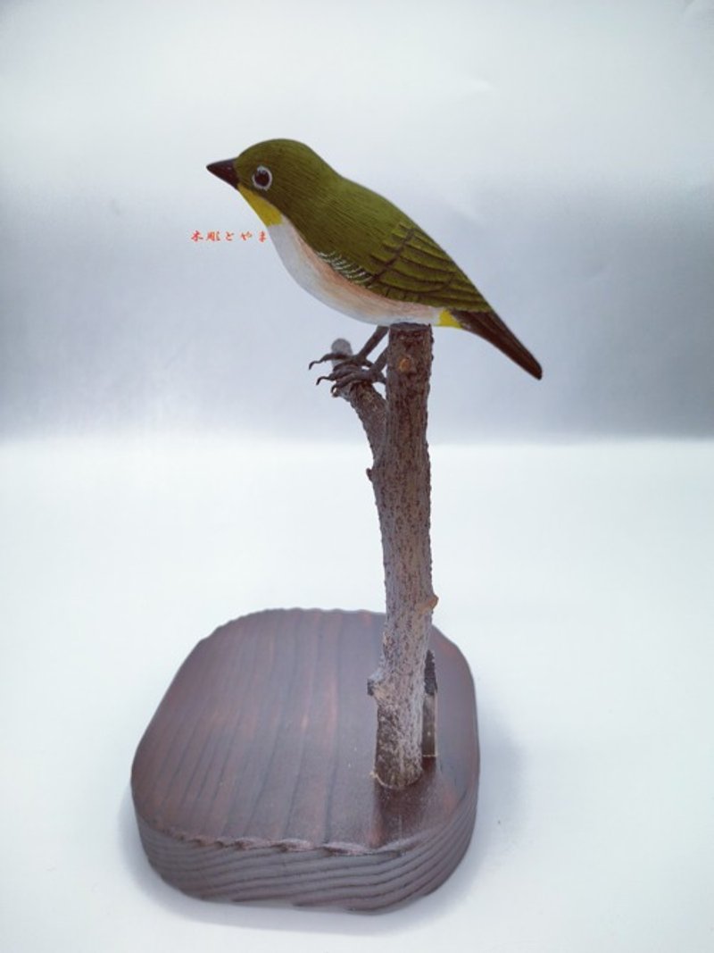 [Wood bird carving] Japanese white-eye (single) - Items for Display - Wood 