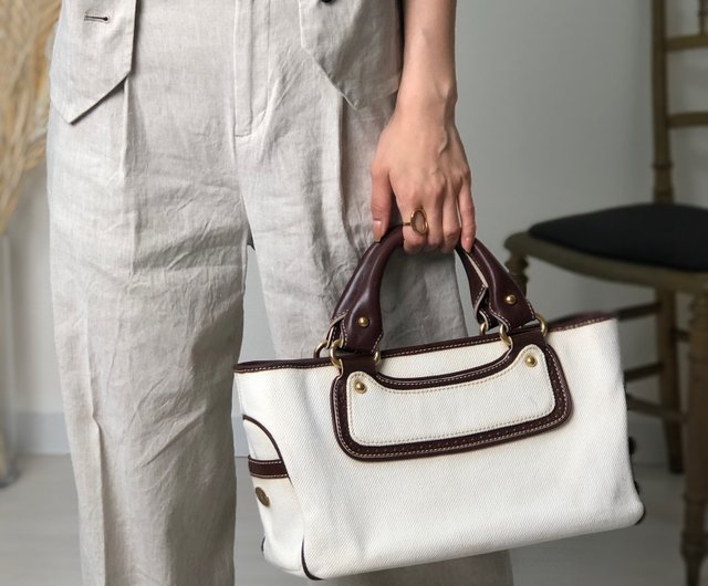 日本直送 名牌中古包 】CELINE セリーヌ ハンドバッグ ホワイト ブラゾン キャンバス ブギーバック vintage ヴィンテージ x57fp6  - ショップ VintageShop solo トートバッグ・ハンドバッグ - Pinkoi