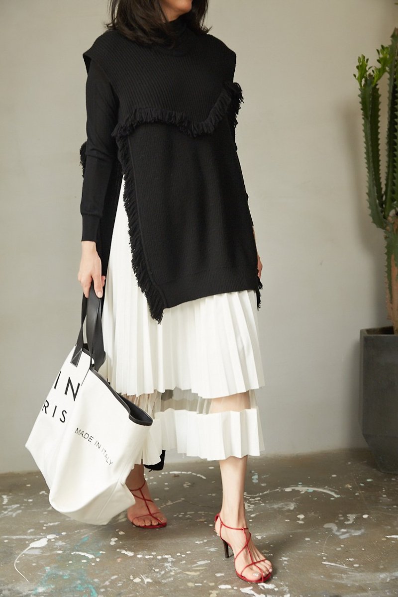 ZUO  temperament yarn pleated skirt - กระโปรง - วัสดุอื่นๆ ขาว