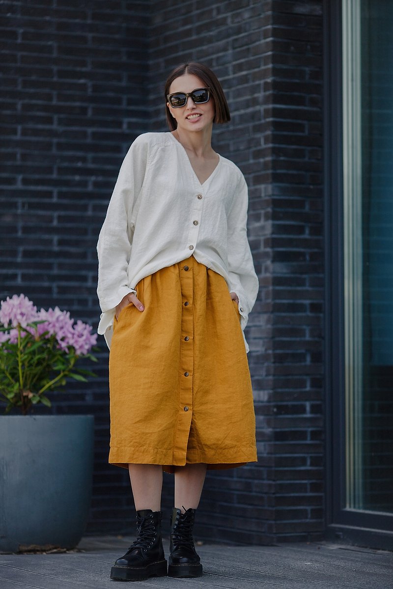 Linen Shirt Oversized Relaxed Fit Linen Blouse - Women's Shirts - Linen Multicolor