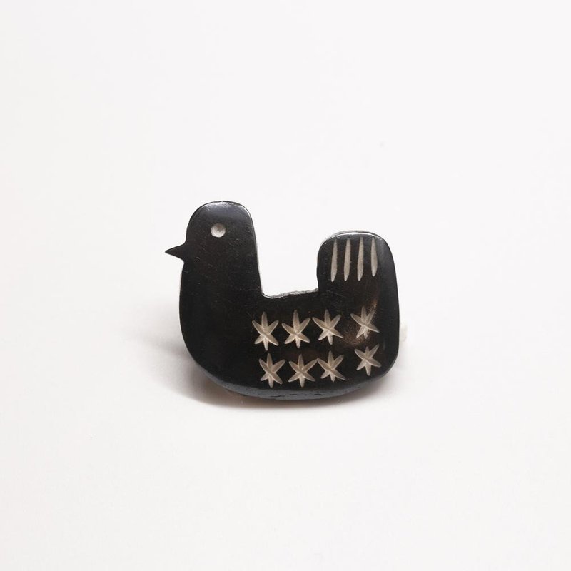 Buffalo bone brooch / duck black - Brooches - Eco-Friendly Materials 