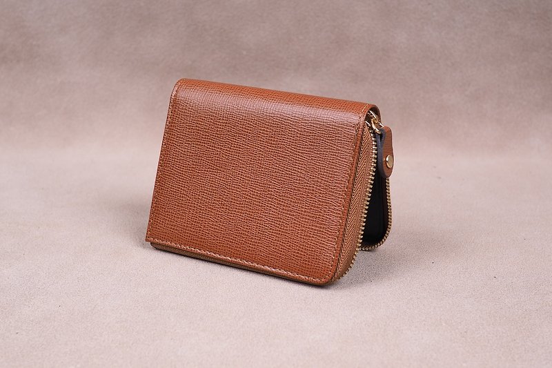 Zipper Wallet / Coin Wallet / Italy Cow Leather(Tan) - 長短皮夾/錢包 - 紙 