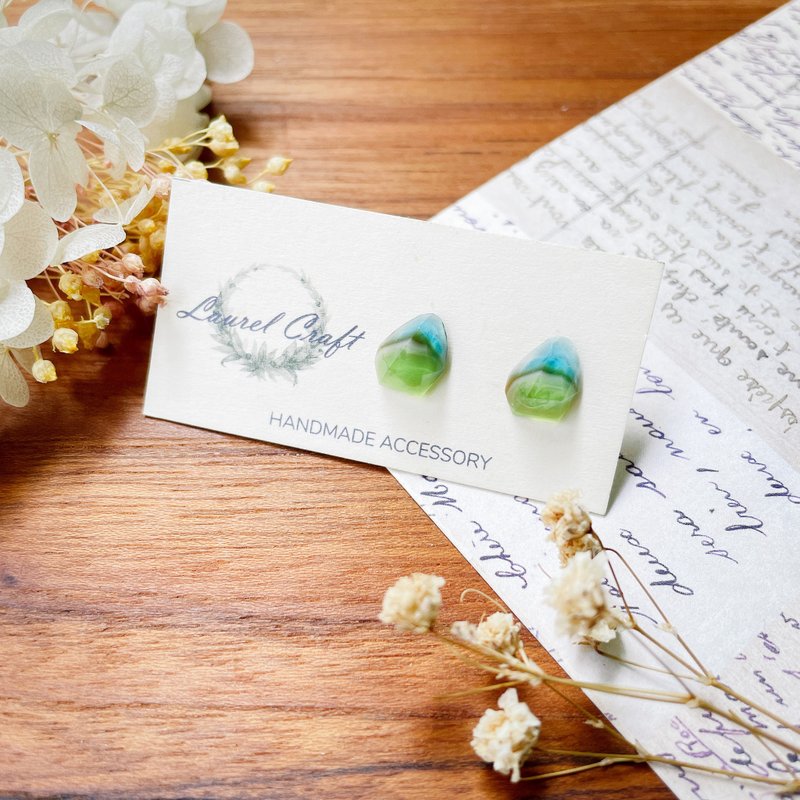 Gemstone Mine Series Stone/ Stone Small 925 Silver Earrings/Painless Clip-On - ต่างหู - พืช/ดอกไม้ สีน้ำเงิน