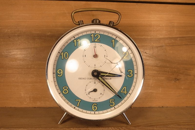 Old bone SEIKO lake water green mechanical alarm clock VINTAGE - Clocks - Other Metals Blue
