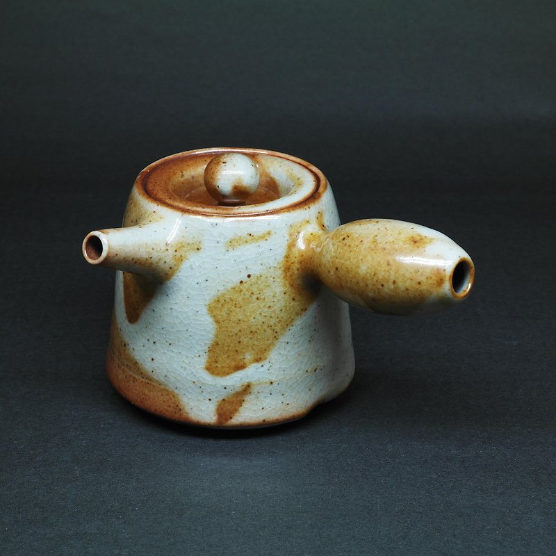 ソーダグレーズガンノズル口側ティーポット手作り陶器茶小道具 - 急須・ティーカップ - 陶器 オレンジ