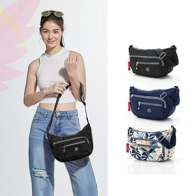 Anti-cutting bag, anti-theft cross-body backpack, arc multi-compartment side backpack - กระเป๋าแมสเซนเจอร์ - ไนลอน สีน้ำเงิน