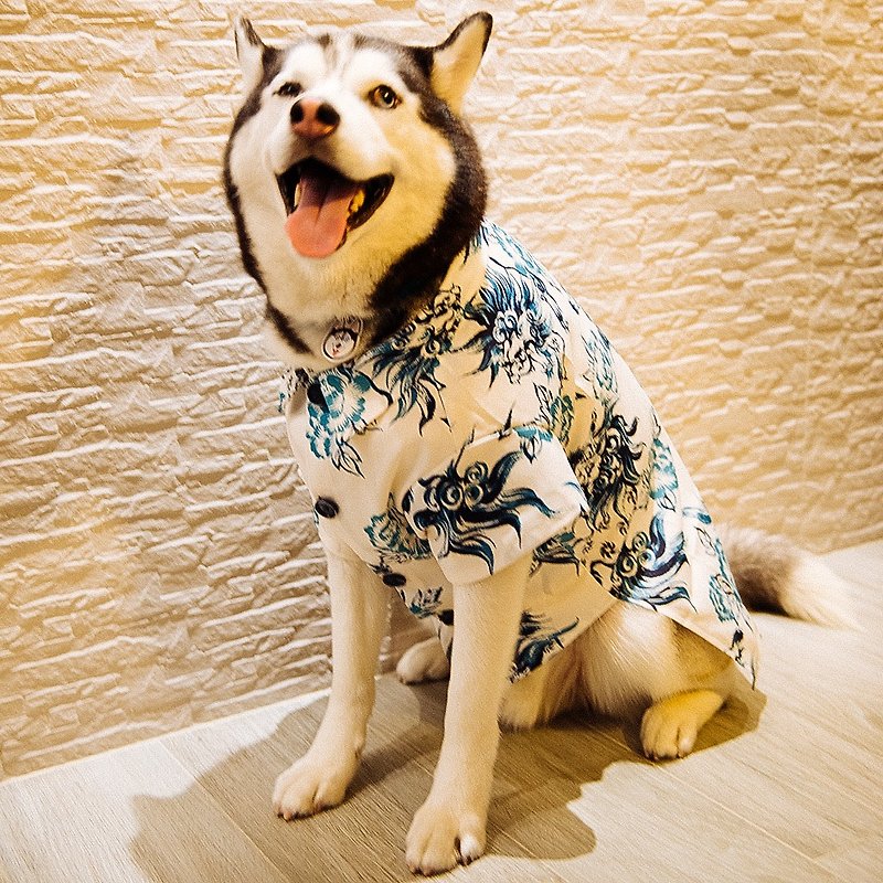 【Momoji】 寵物花襯衫 - Iyasasa - 寵物衣服 - 聚酯纖維 白色