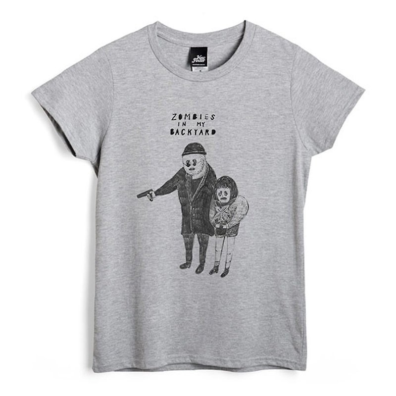 Léon ＆ Mathilda - 深麻灰 - 女版T恤 - 女 T 恤 - 棉．麻 灰色