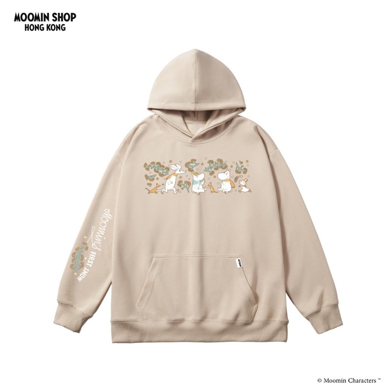 姆明長袖連帽衛衣 - 米色 - 帽T/大學T - 棉．麻 卡其色